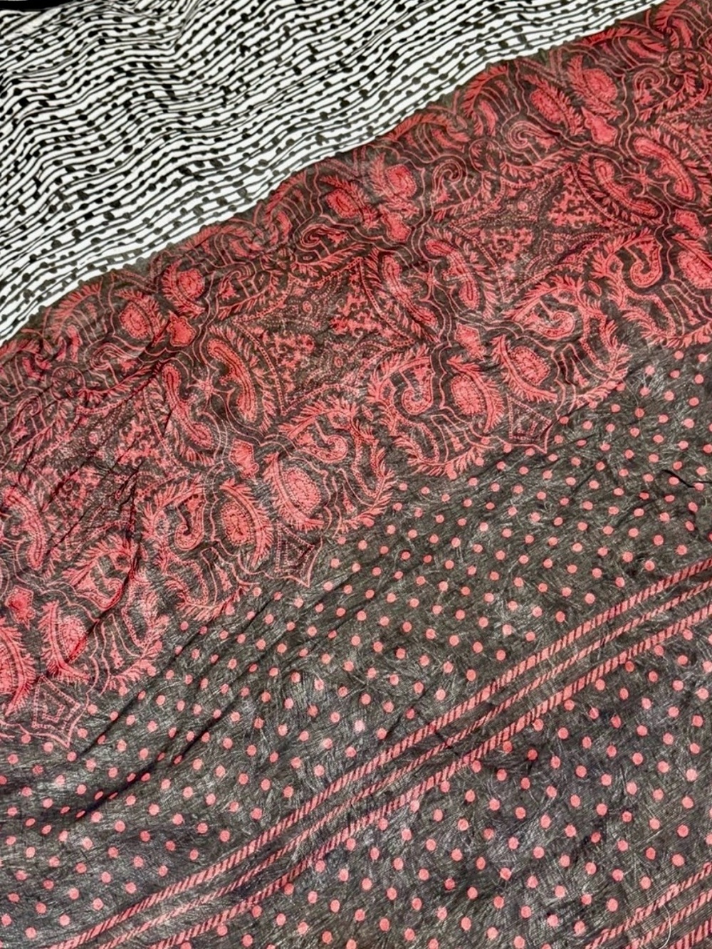 BP Boho Red Black Lightweight Scarf Wrap Shawl Mixed Print Nordstrom - Picture 7 of 13